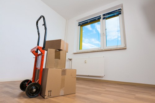 Professional movers handling boxes and furniture for a Pimlico home move